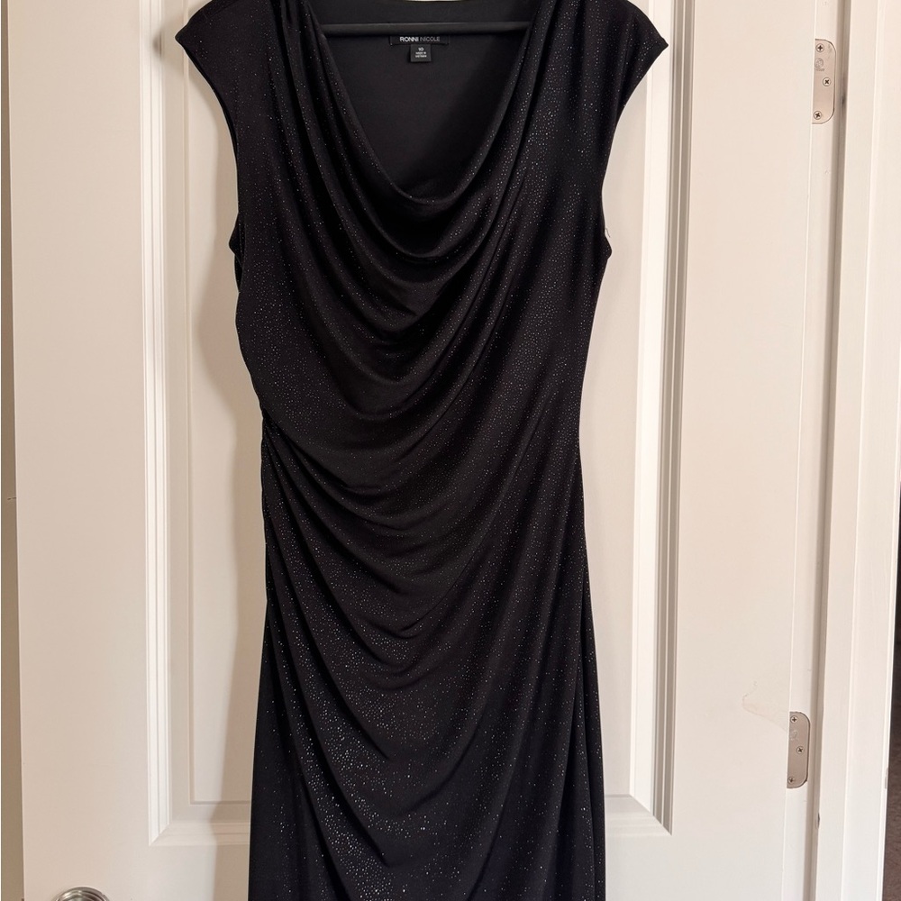 Ronni Nicole Black Shimmer Midi Dress
